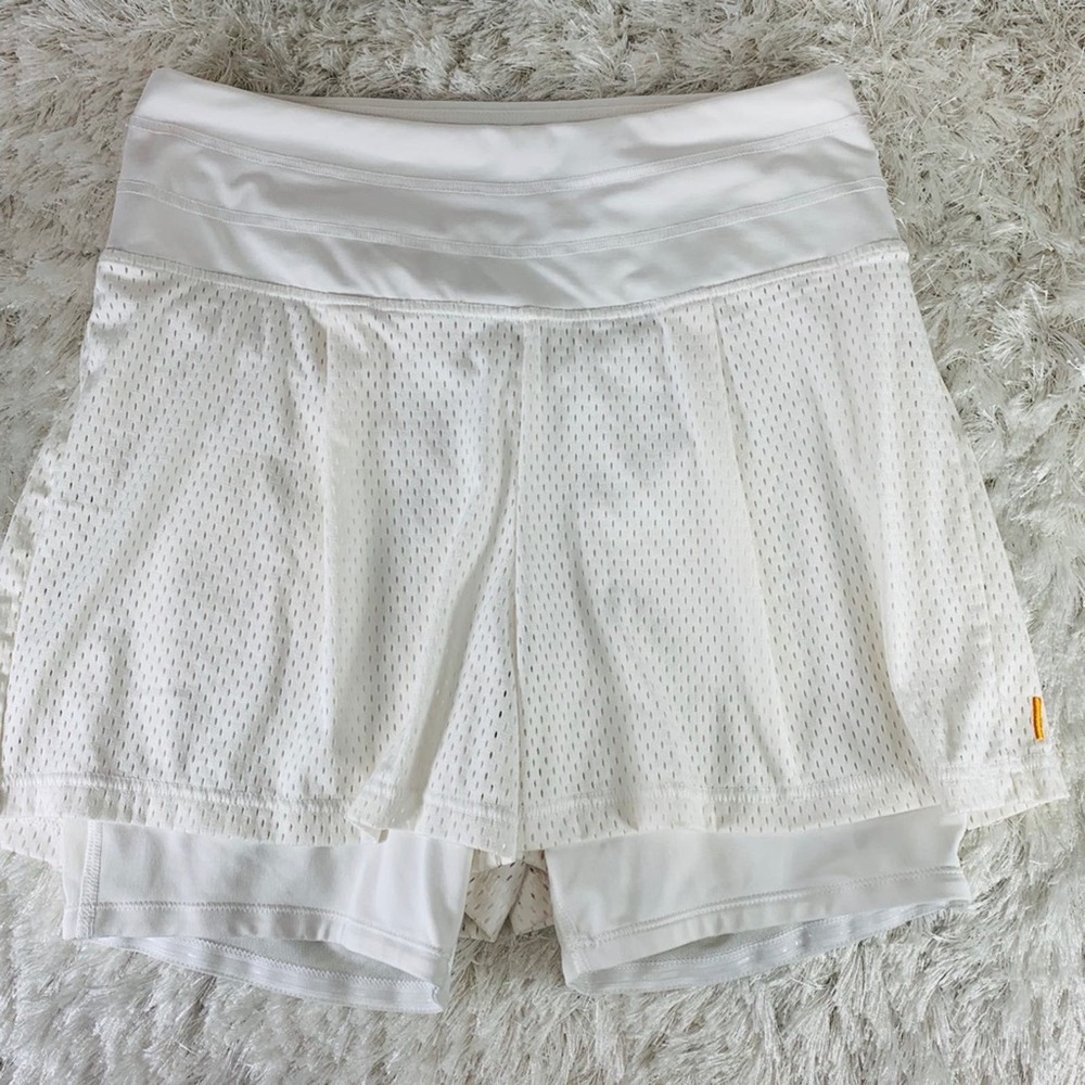 Lucy White Tennis Skirt Sz Small Mesh Lycra Shorts